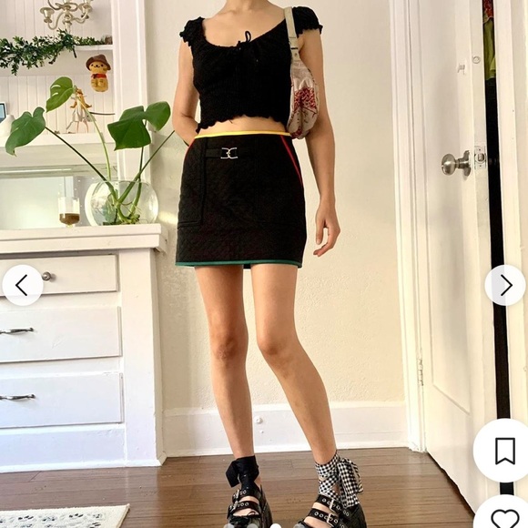 Juicy Couture Y2K Quilted Black Skirt with Red and Yellow Accents - Picture 3 of 8